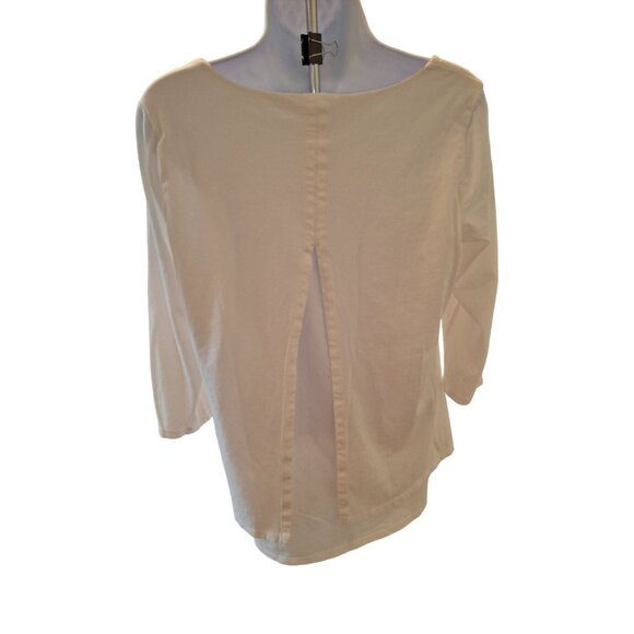 Pure Jill Womens Blouse Medium White Elliptical Layered 3/4 Sleeve Lagenlook - Picture 2 of 8